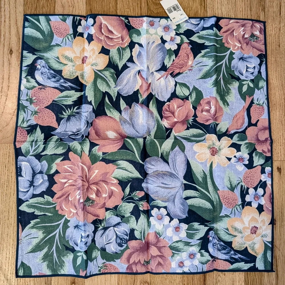 NEW Floral & Bird Napkins Set of 8 Mervyn's 80s 90s Vintage Cottagecore Cotton X